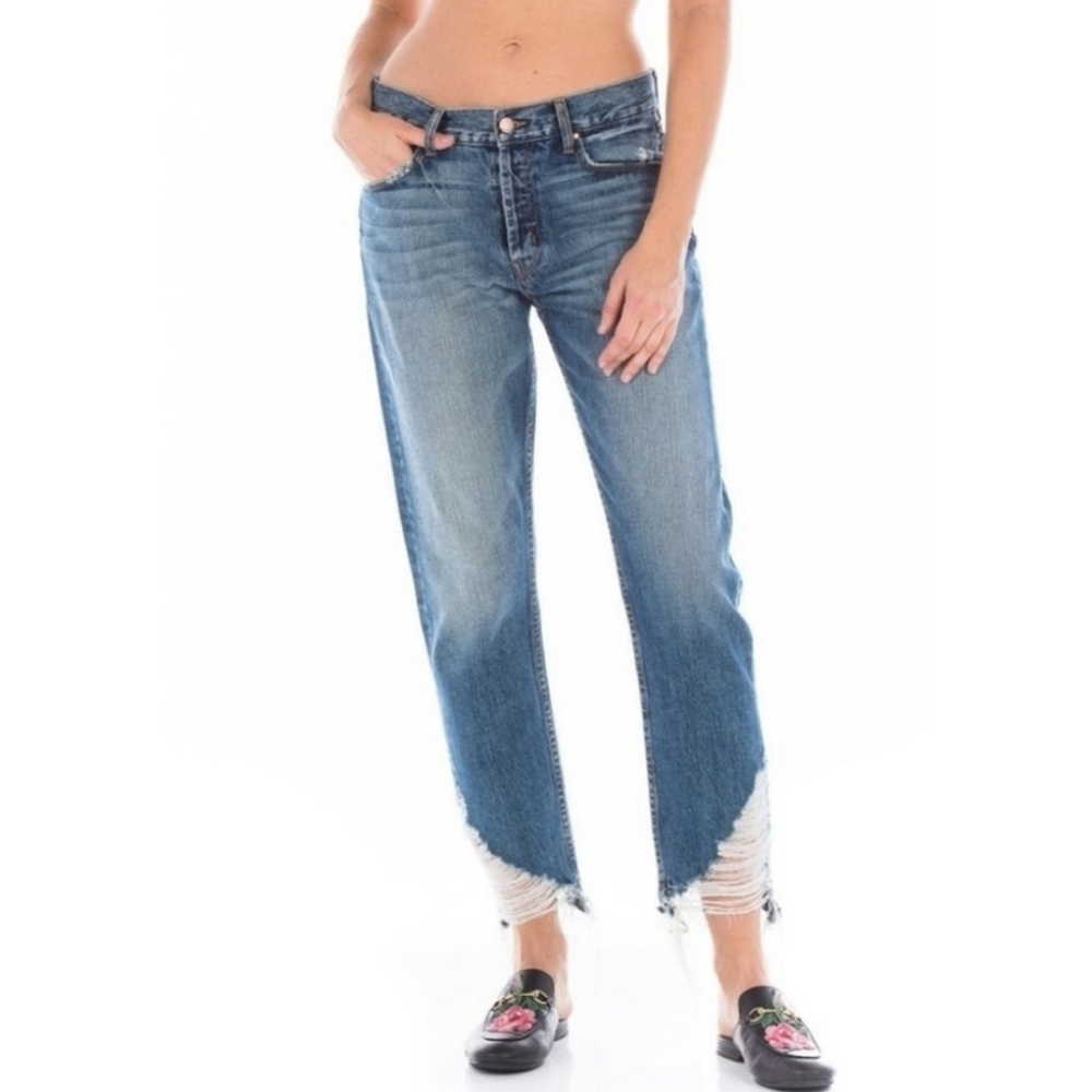 Fidelity Denim Slash Boyfriend Rip & Repair Crop Jeans 28